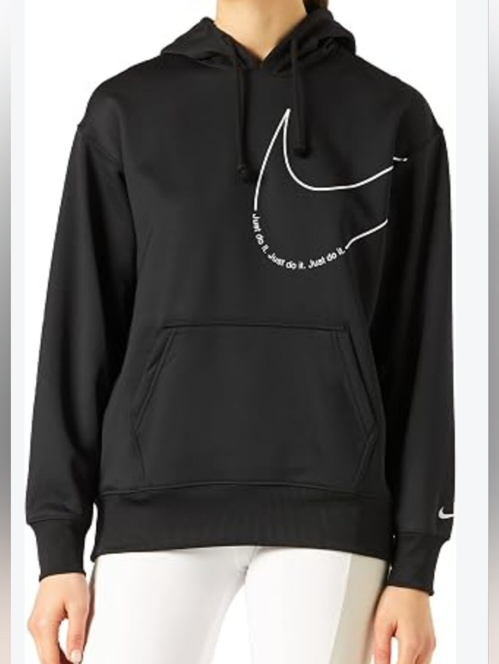 Nike Black Just Do It  Pullover Thermafit Hoodie Sweatshirt Women's Size Medium